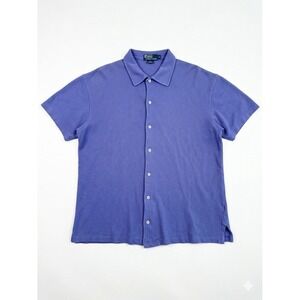 Vintage Polo by Ralph Lauren Shirt Mens Blue Sz L(Fits M)Button-Up Knit 90s Y2K